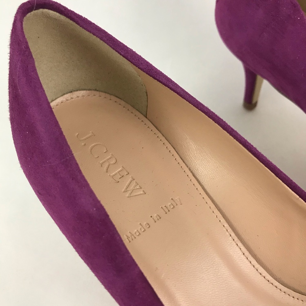 J Crew Italy 8 Dulci Suede Kitten Heels Purple - Picture 5 of 8